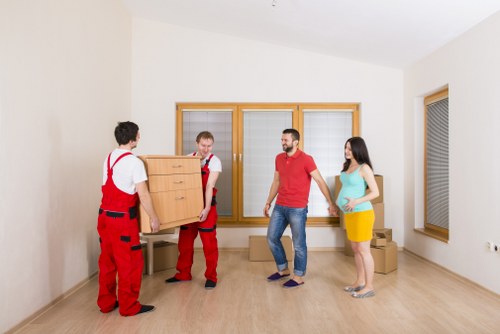 Packed household boxes ready for a Woodside relocation