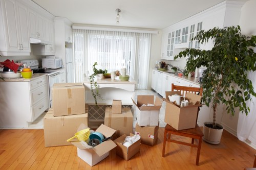 Commercial move items loaded into a removal van in Woodside