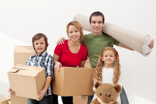 Household furniture prepared for transport by removal van